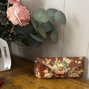 Patricia Nash Brown Floral Leather Eyeglass Case
